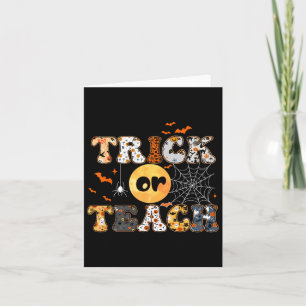 Or Teach Groovy Teacher Halloween Retro Floral Gho Card