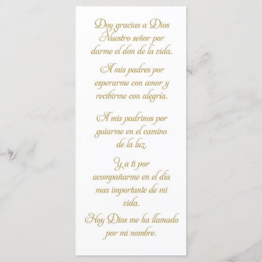 Oraciones Cortas Bautizo Tarjeta Prayer Card | Zazzle