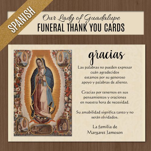 Oraciones Fnebres con Nuestra Seora de Guadalupe Thank You Card