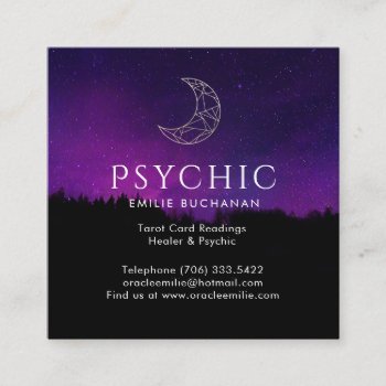 Oracle And Psychic Gold Moon Night Sky Square Business Card by colourfuldesigns at Zazzle