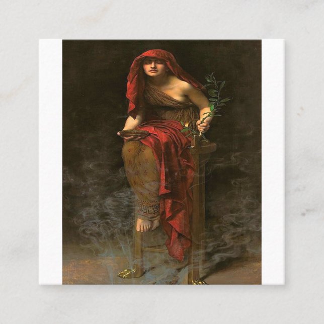 Oracle Priestess Of Delphi Pythia In High Priestes Square Business Card (Front)