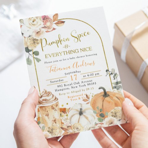 Orage Fall Boho Pumpkin Pumpkin Spice Baby Shower Invitation