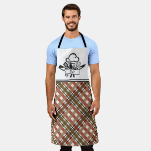 Oragne & Tan Plaid Personalized Apron