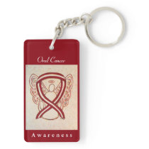 Oral Cancer Awareness Ribbon Angel Keychain