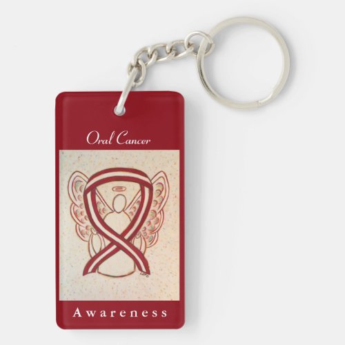 Oral Cancer Awareness Ribbon Angel Keychain