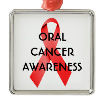 Oral Cancer Awareness Ribbon Metal Ornament