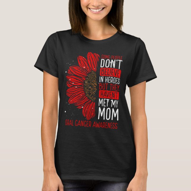 Oral Cancer Awareness Ribbon Mom Warrior T-Shirt (Front)