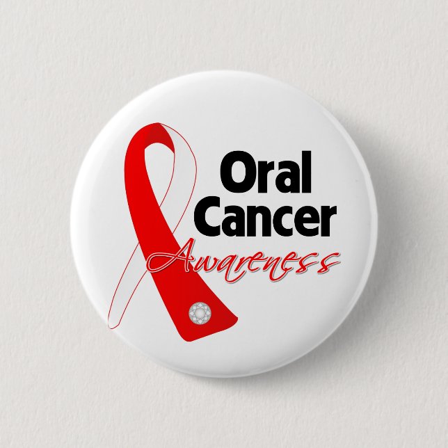 Oral Cancer Awareness Ribbon Pinback Button (Front)