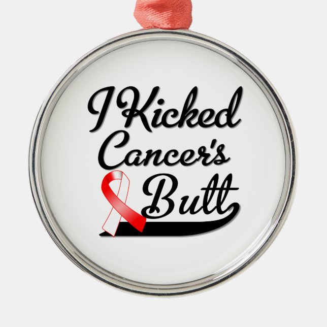 Oral Cancer I Kicked Butt Metal Ornament (Front)