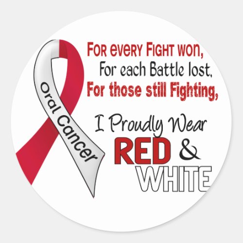 Oral Cancer I Proudly Wear Red and White 1 Classic Round Sticker