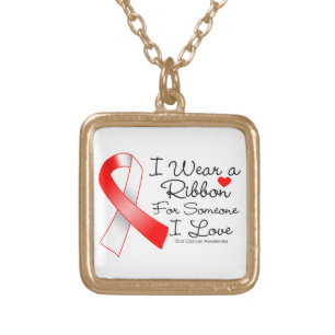 Oral Cancer Ribbon Someone I Love Gold Plated Necklace