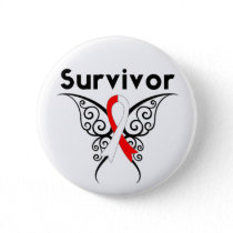 Oral Cancer Survivor Tribal Butterfly Button