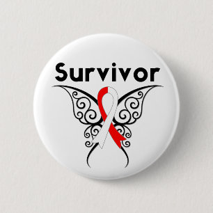 Oral Cancer Survivor Tribal Butterfly Button