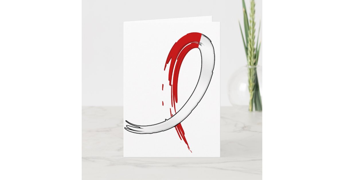 Oral Cancer's Red and White Ribbon A4 Card | Zazzle