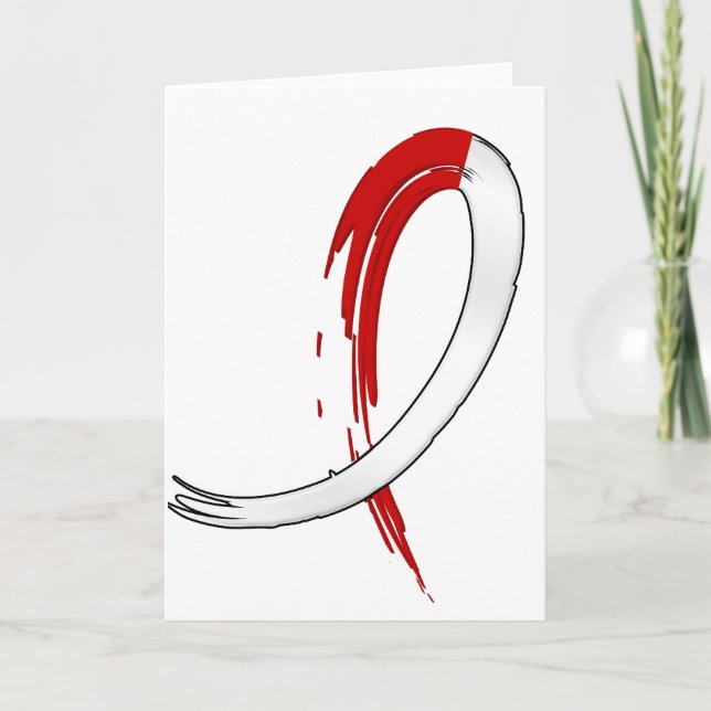 Oral Cancer's Red and White Ribbon A4 Card (Front)