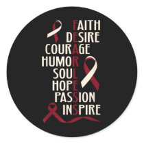 Oral Head Neck Cancer Awareness Fearless Classic Round Sticker