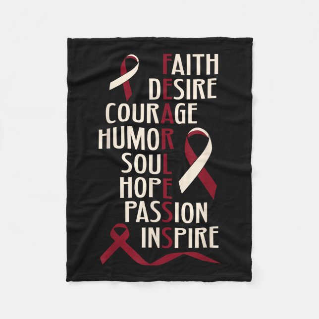 Oral Head Neck Cancer Awareness Fearless Fleece Blanket (Front)