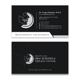 Oral Surgery, Implant Center, Maxillofacial Black Business Card
