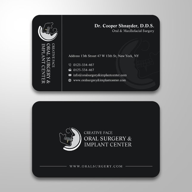Oral Surgery, Implant Center, Maxillofacial Black Business Card (Creator Uploaded)