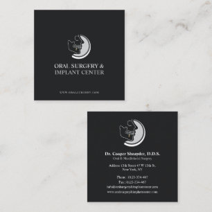 Oral Surgery, Implant Center, Maxillofacial Black Square Business Card