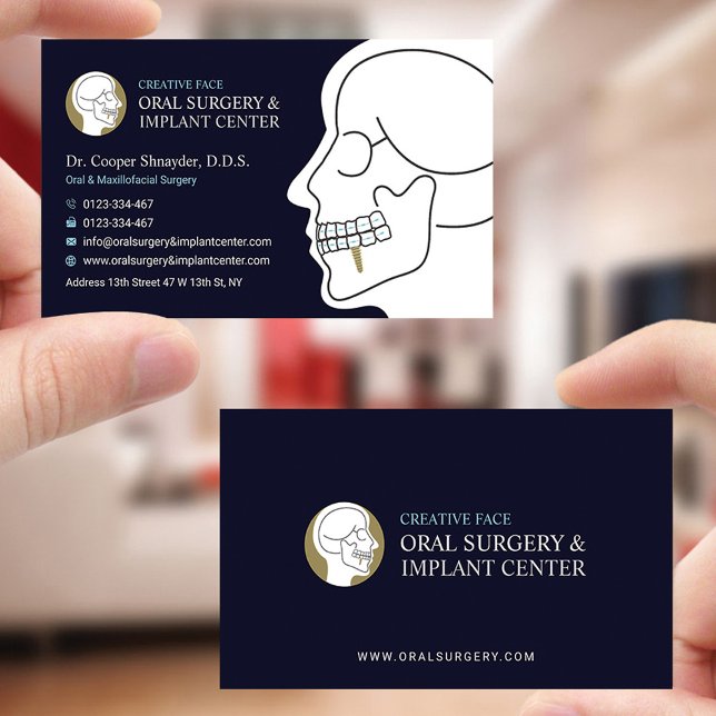 Oral Surgery, Implant Center, Maxillofacial Skull Business Card (Creator Uploaded)