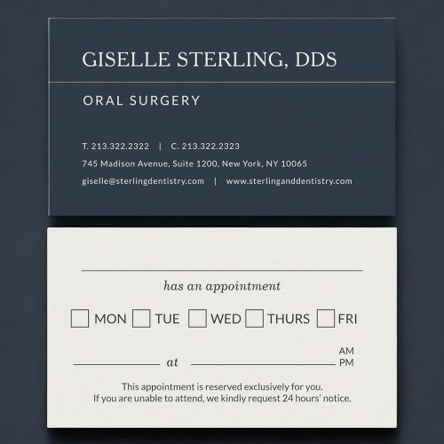 Oral Surgery Office Appointment Reminder Card