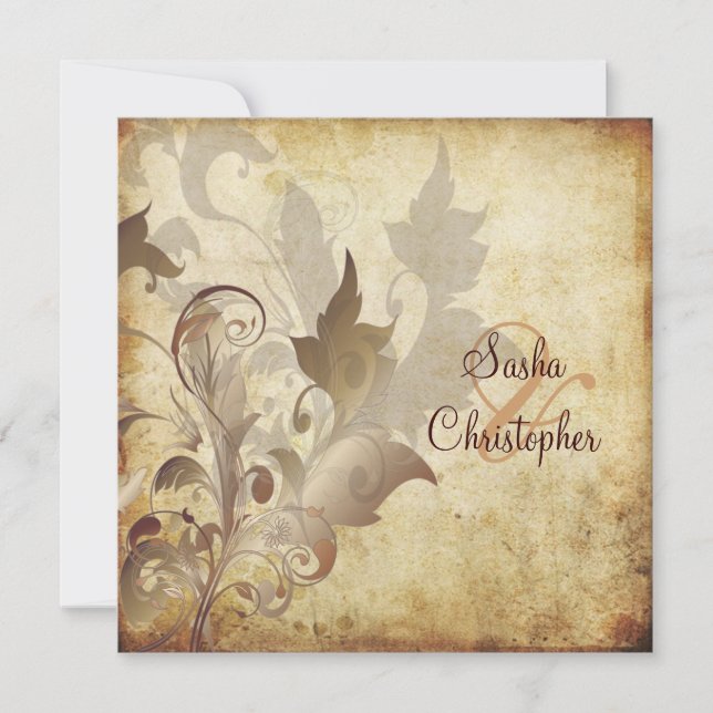 Oramental leaves/swirls/vintage Invitations (Front)