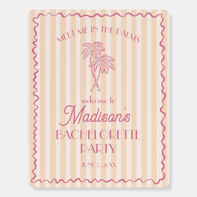 Oran Palm Spring Pastel Beach Bachelorette Welcome Foam Board (Front)