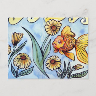 Oranda Fancy Goldfish Illustration                 Postcard