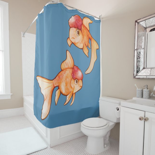 Oranda Goldfish Shower Curtain (In Situ)