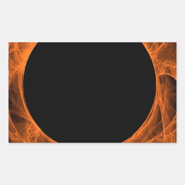 Orang & Black Fractal Background Rectangle Sticker (Front)