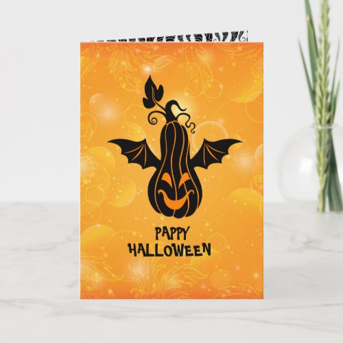 Orang  Black Happy Halloween Flying Pumpkin Card