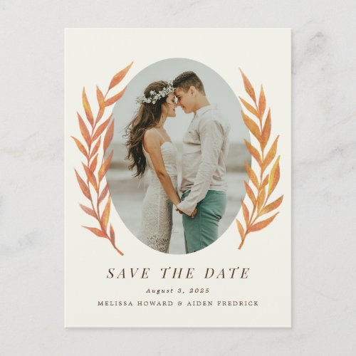 Orang Simple Branch Engagement Photo Save the Date Postcard