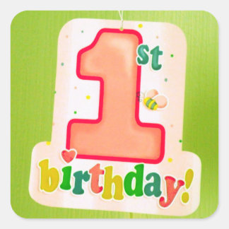 Orange 1st Birthday Tag on Green Door