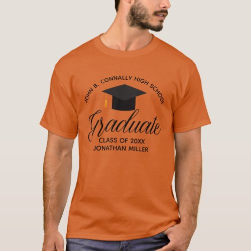 Orange 2024 Graduation Custom High School Graduate T_Shirt