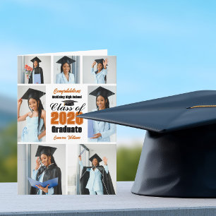 Orange 2026 Photo Collage Folded Graduation Announcement