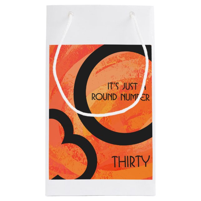 Orange 30 Decade Birthdday Small Gift Bag (Back)