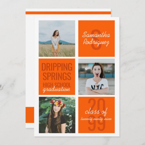 Orange 3_Photo Fun Boxes Graduation Invitation