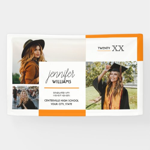 Orange 3 Photo Graduation Banner