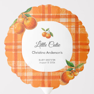Orange 3D Citrus Plaid Handdrawn Baby Shower Balloon