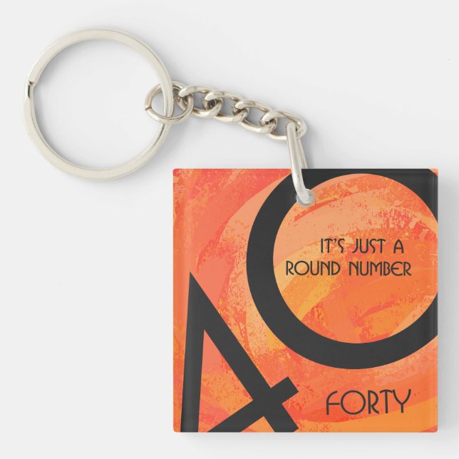 Orange 40 Decade Birthday Keychain (Front)