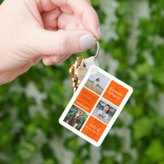 Orange 4-Photo Fun Boxes Class Year Keychain