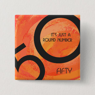 Orange 50 Decade Birthday Button