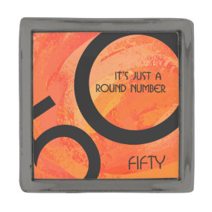 Orange 50 Decade Birthday Gunmetal Finish Lapel Pin
