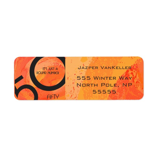 Orange 50 Decade Birthday Label (Front)