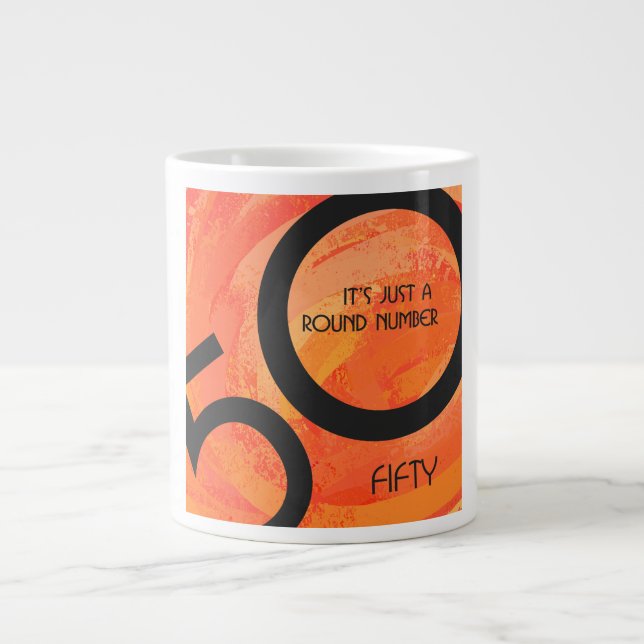 Orange 50 Decade Birthday Large Coffee Mug (Front)