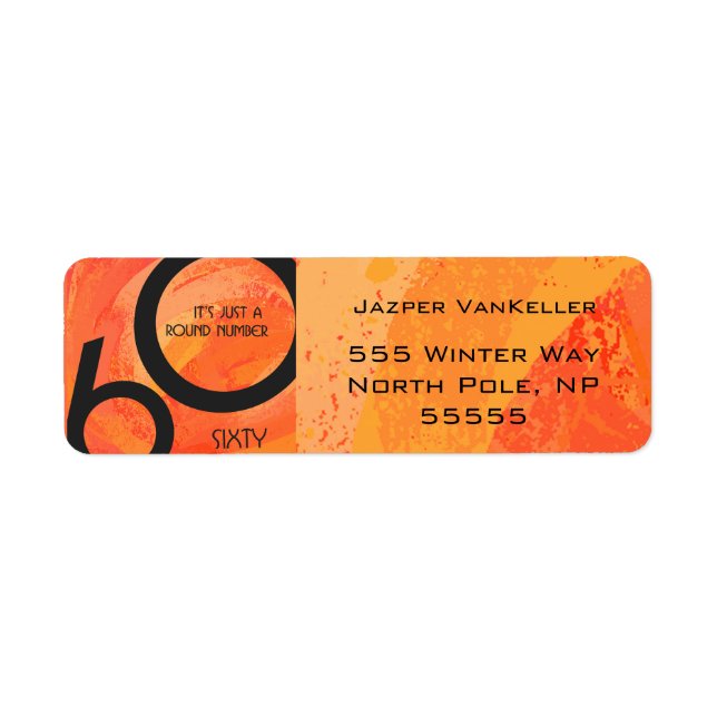 Orange 60 Decade Birthday Label (Front)