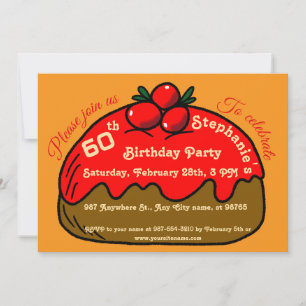 Orange 60th Birthday Party Choco Donut Dessert Invitation