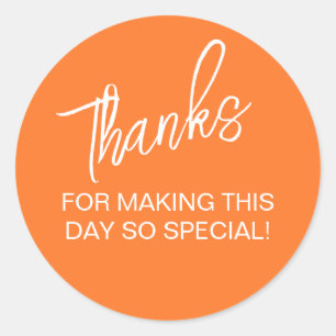 Orange 60th Sixty Birthday Thank You Classic Round Sticker