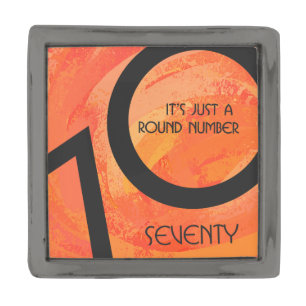 Orange 70 Decade Birthday Gunmetal Finish Lapel Pin